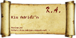 Kis Adrián névjegykártya