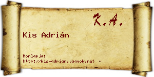 Kis Adrián névjegykártya
